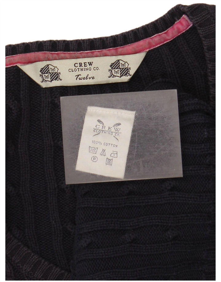 Suéter feminino Crew Clothing com decote em V Reino Unido 12 algodão azul marinho médio