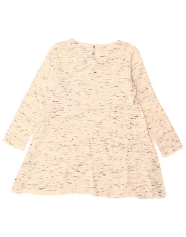 Zara Vestido túnica de manga comprida para meninas 13-14 anos algodão bege manchado