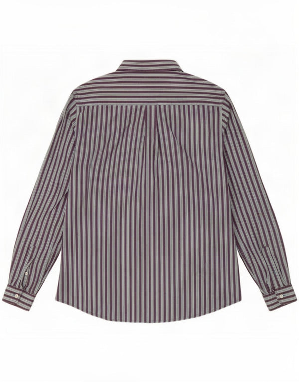 Camisa masculina clássica de ajuste branco 2XL algodão listrado roxo