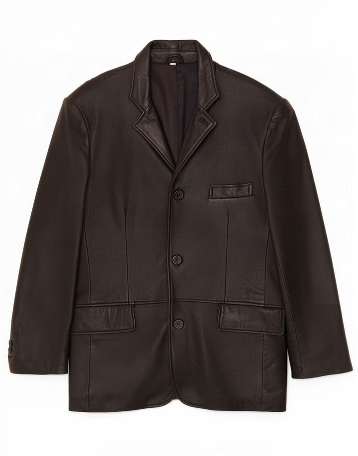 Jaqueta blazer masculina de couro com 3 botões Kartel Reino Unido 40 grande preta