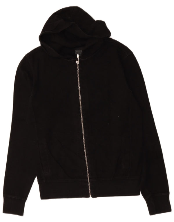 Zara Suéter masculino com capuz e zíper médio preto algodão