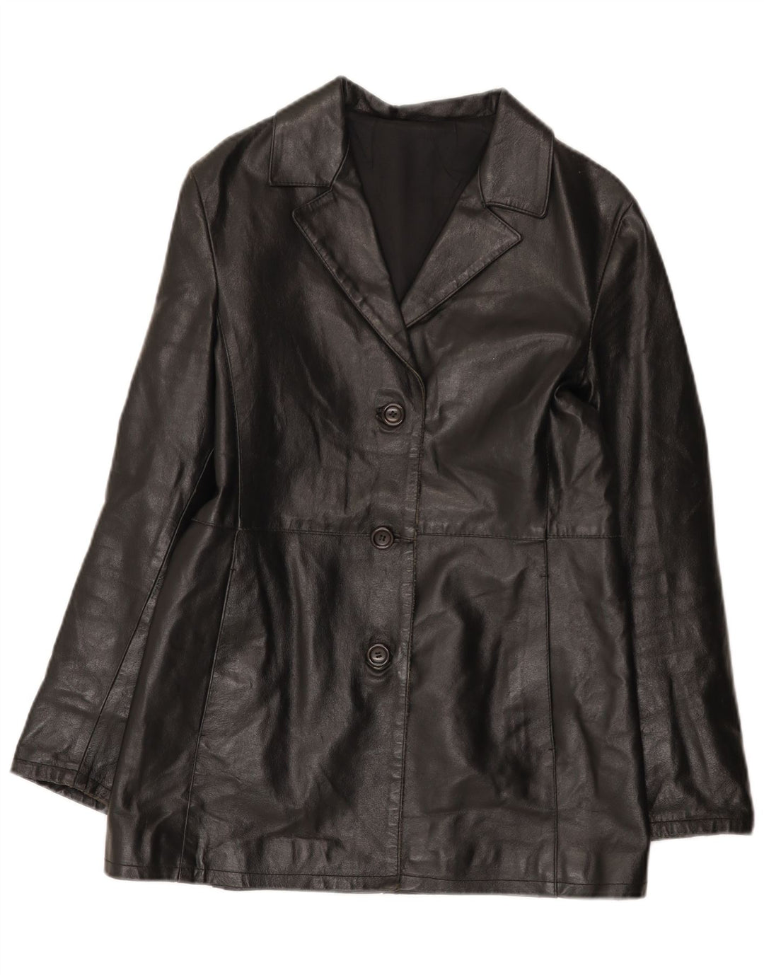 Jaqueta de couro feminina vintage IT 42 couro preto médio