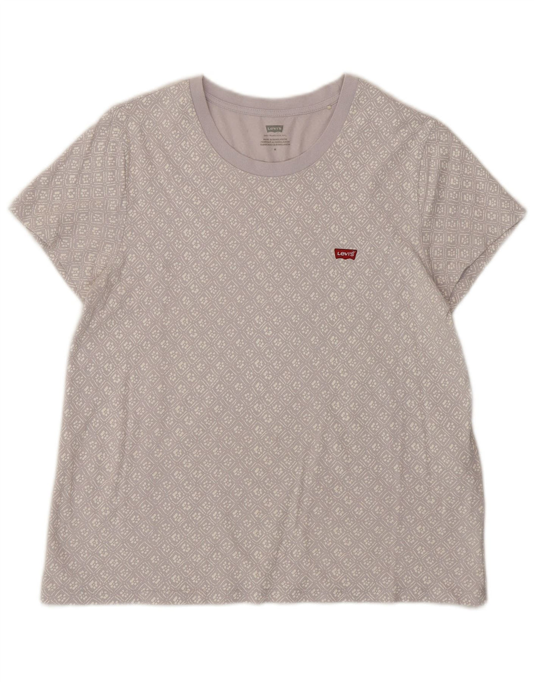 Camiseta feminina gráfica Levi's UK 14 algodão geométrico lilás médio
