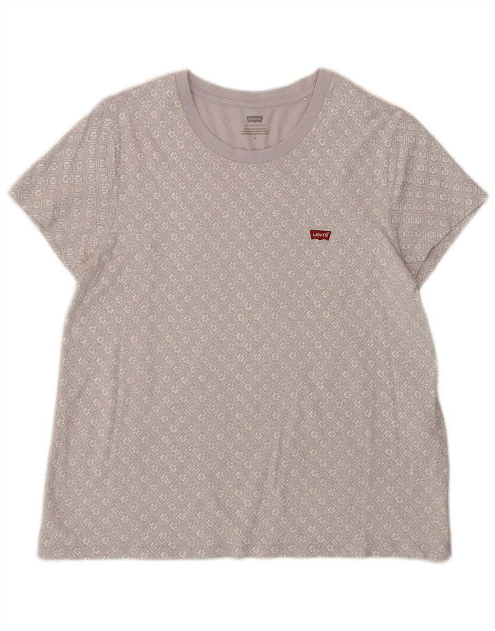 Camiseta feminina gráfica Levi's UK 14 algodão geométrico lilás médio