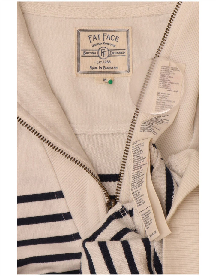 Suéter feminino Fat Face UK 14 algodão listrado branco médio