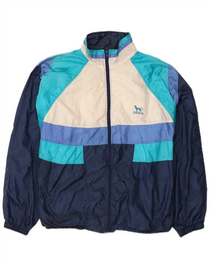 Jaqueta superior de agasalho masculino vintage XL azul marinho Colourblock Nylon