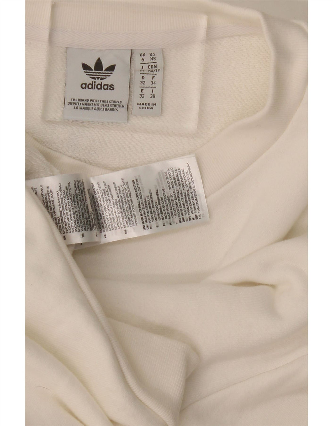 ADIDAS Womens Oversized Graphic Sweatshirt Jumper UK 6 XS Algodão Branco