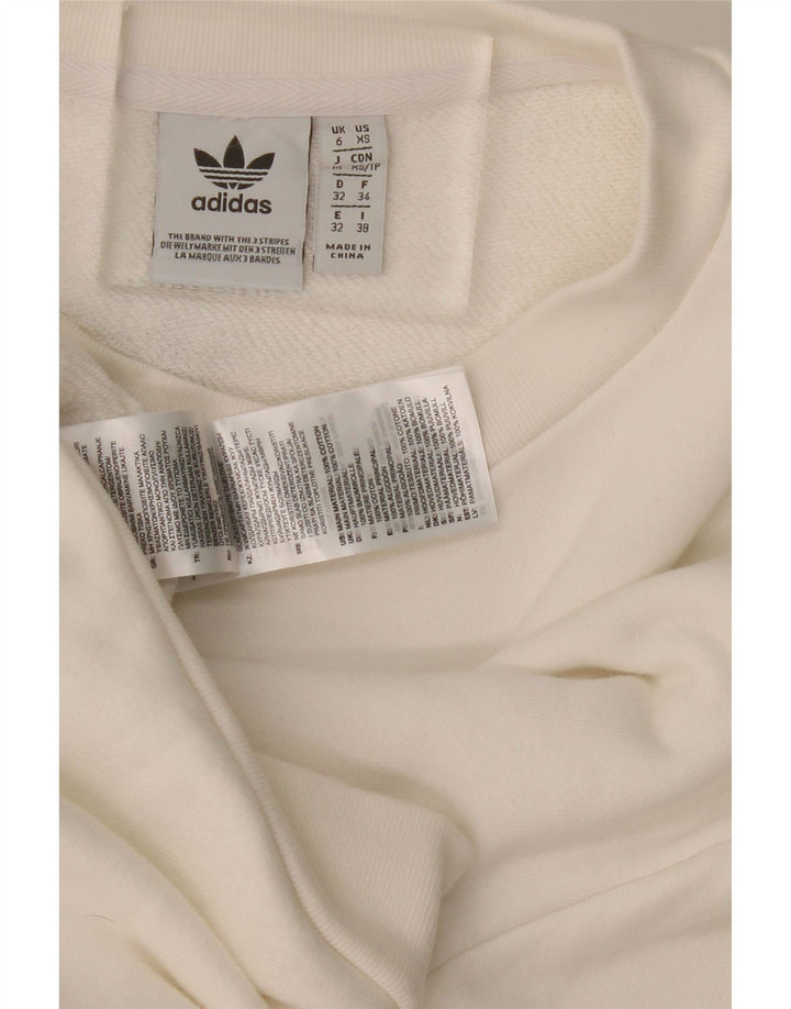 ADIDAS Womens Oversized Graphic Sweatshirt Jumper UK 6 XS Algodão Branco