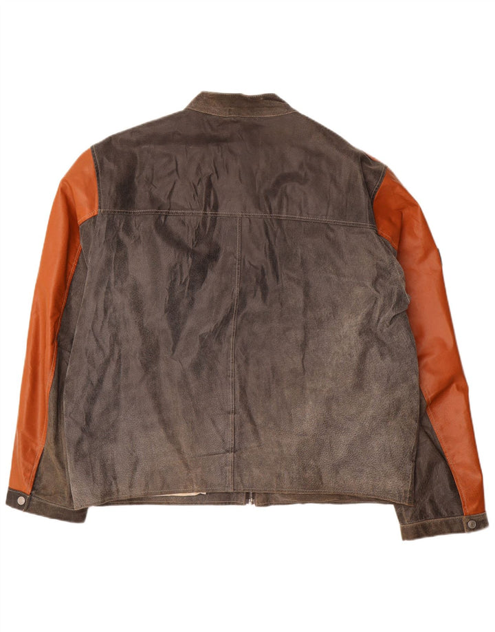 Jaqueta de couro masculina Tom Tailor UK 44 2XL couro cinza Colourblock