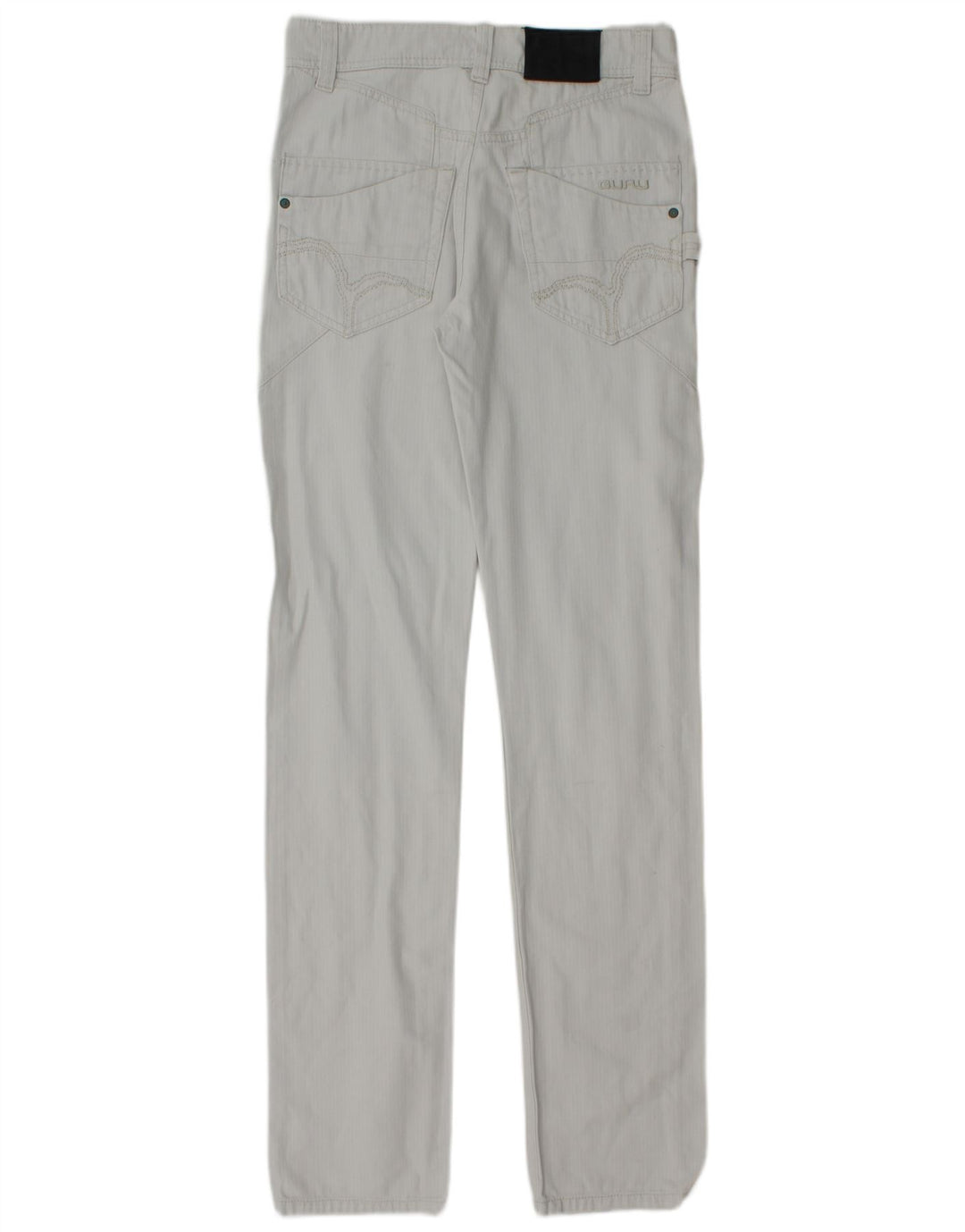 Guru feminino slim Straight Jeans W28 L34 azul espinha de peixe algodão