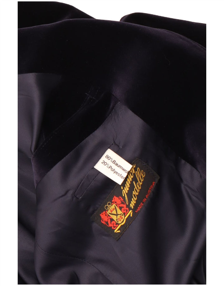 Jaqueta blazer masculina vintage de veludo com 2 botões Reino Unido 38 algodão azul marinho médio