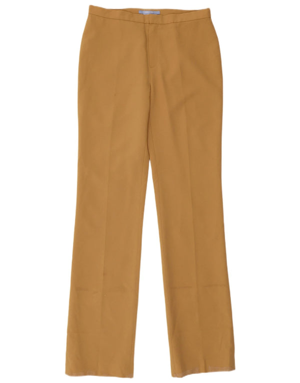 Calça feminina Zara de terno reto EU 40 médio W30 L35 poliéster bege