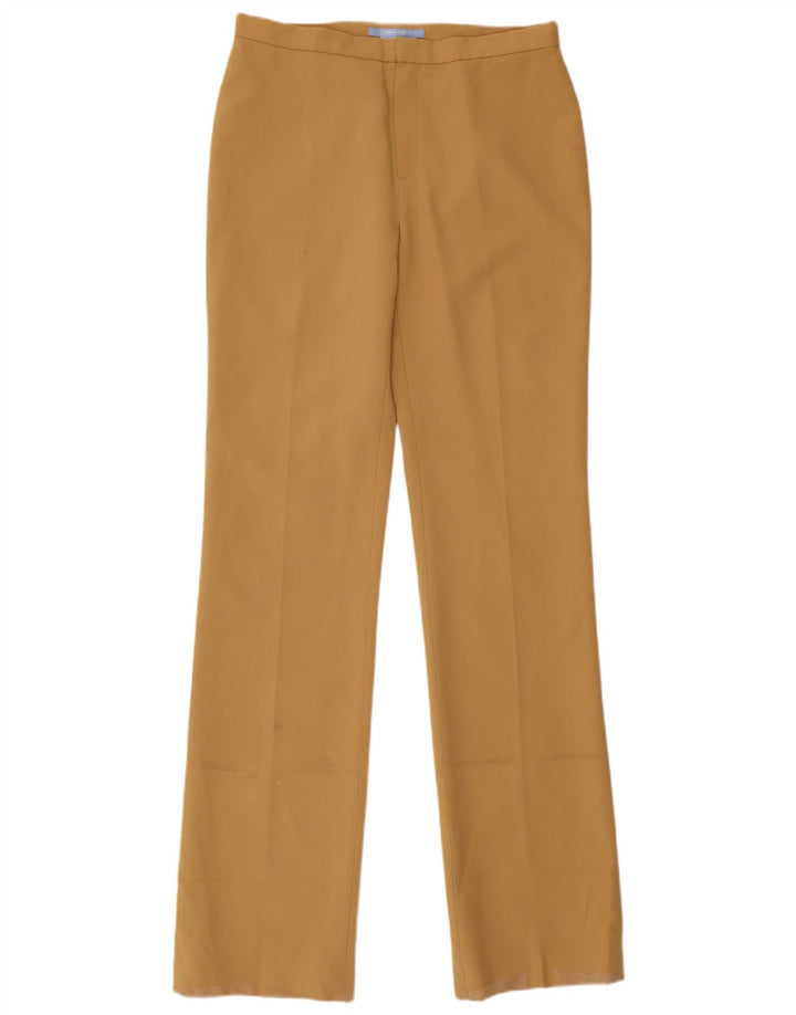 Calça feminina Zara de terno reto EU 40 médio W30 L35 poliéster bege
