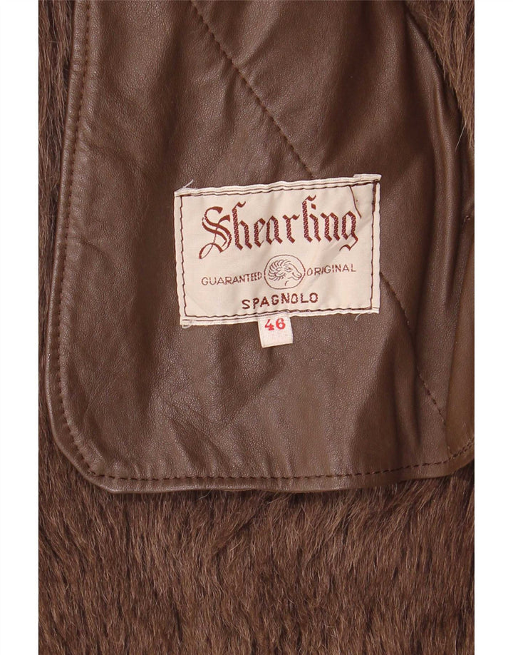 Casaco feminino vintage de shearling EU 42 XL marrom