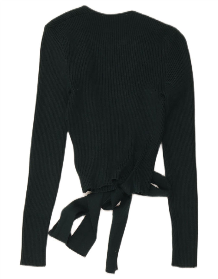 Zara Womens Wrap Cardigan Top Reino Unido 14 Grande Viscose Verde