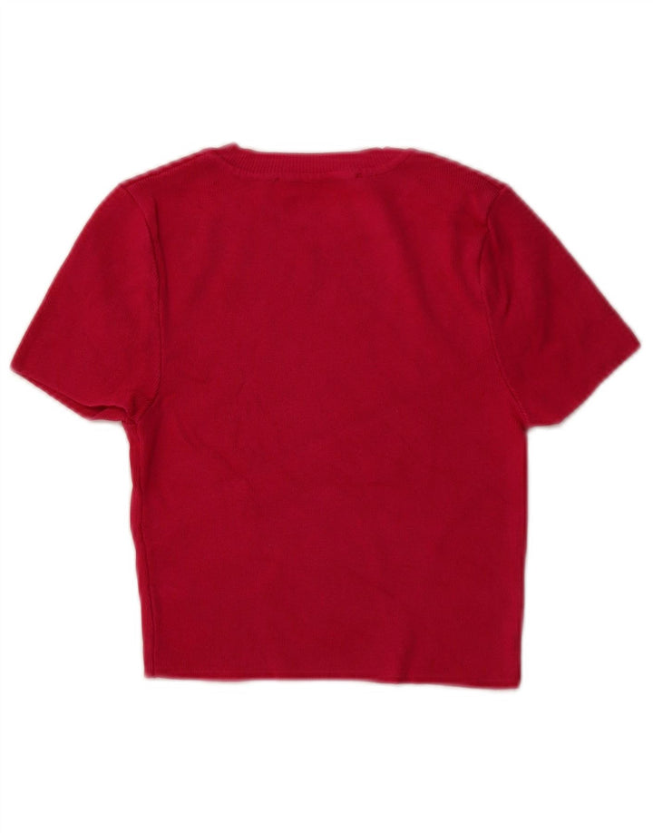 Suéter feminino ZARA com manga curta e gola redonda Reino Unido 8 pequeno rosa