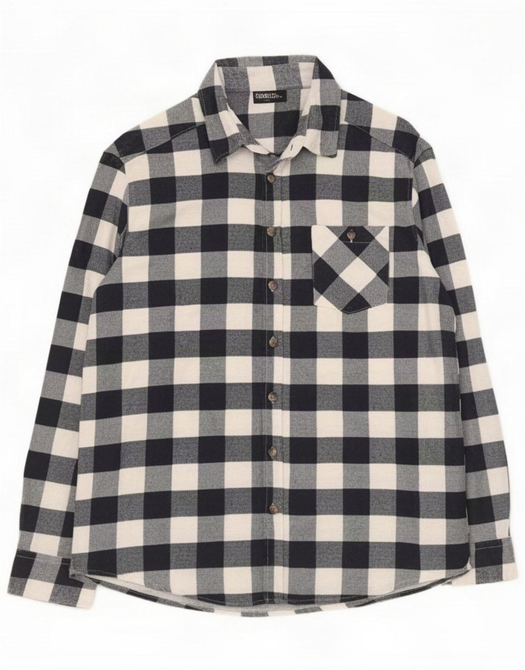 Camisa de flanela masculina idêntica grande algodão guingão azul marinho