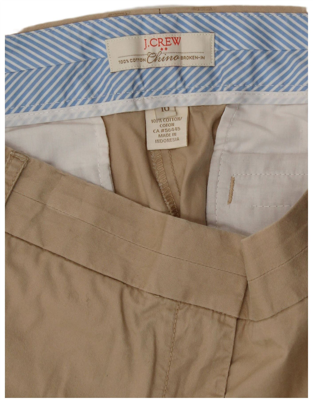 J. Crew Shorts feminino quebrado em chino US 10 grande W34 algodão bege