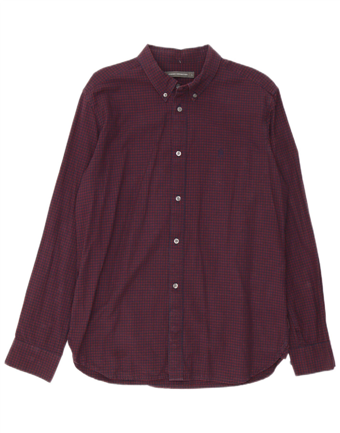 Camisa masculina French Connection grande algodão guingão cor de vinho