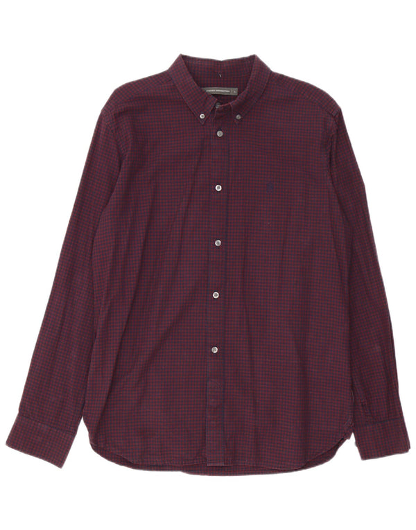 Camisa masculina French Connection grande algodão guingão cor de vinho