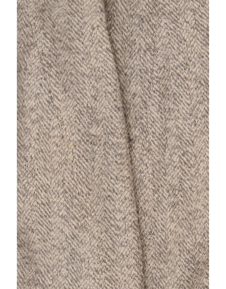 Sobretudo feminino Zara UK 12 poliéster espinha de peixe bege médio