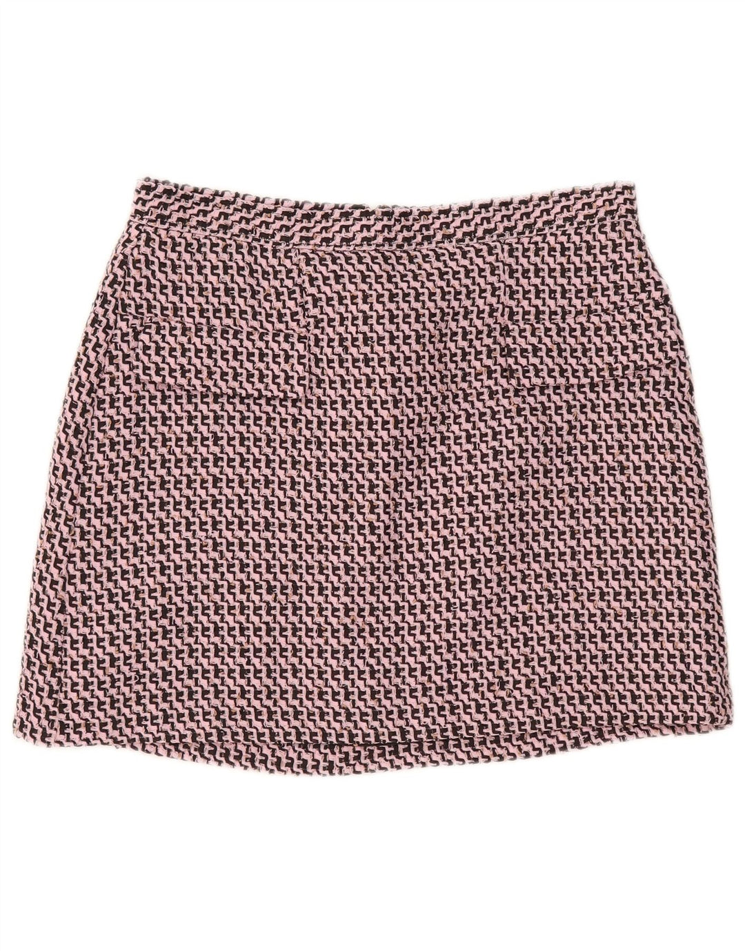Mini saia feminina Topshop Reino Unido 14 grande W32 rosa Chevron poliéster