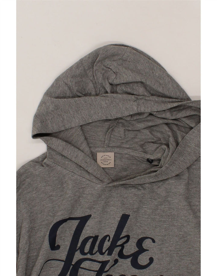 JACK & JONES Mens Graphic Hoodie Jumper 2XL Grey Cotton Vintage Jack & Jones and Second-Hand Jack & Jones from Messina Hembry 