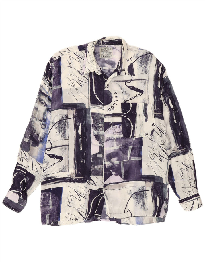 Camisa masculina Cocoa com estampa abstrata grande azul