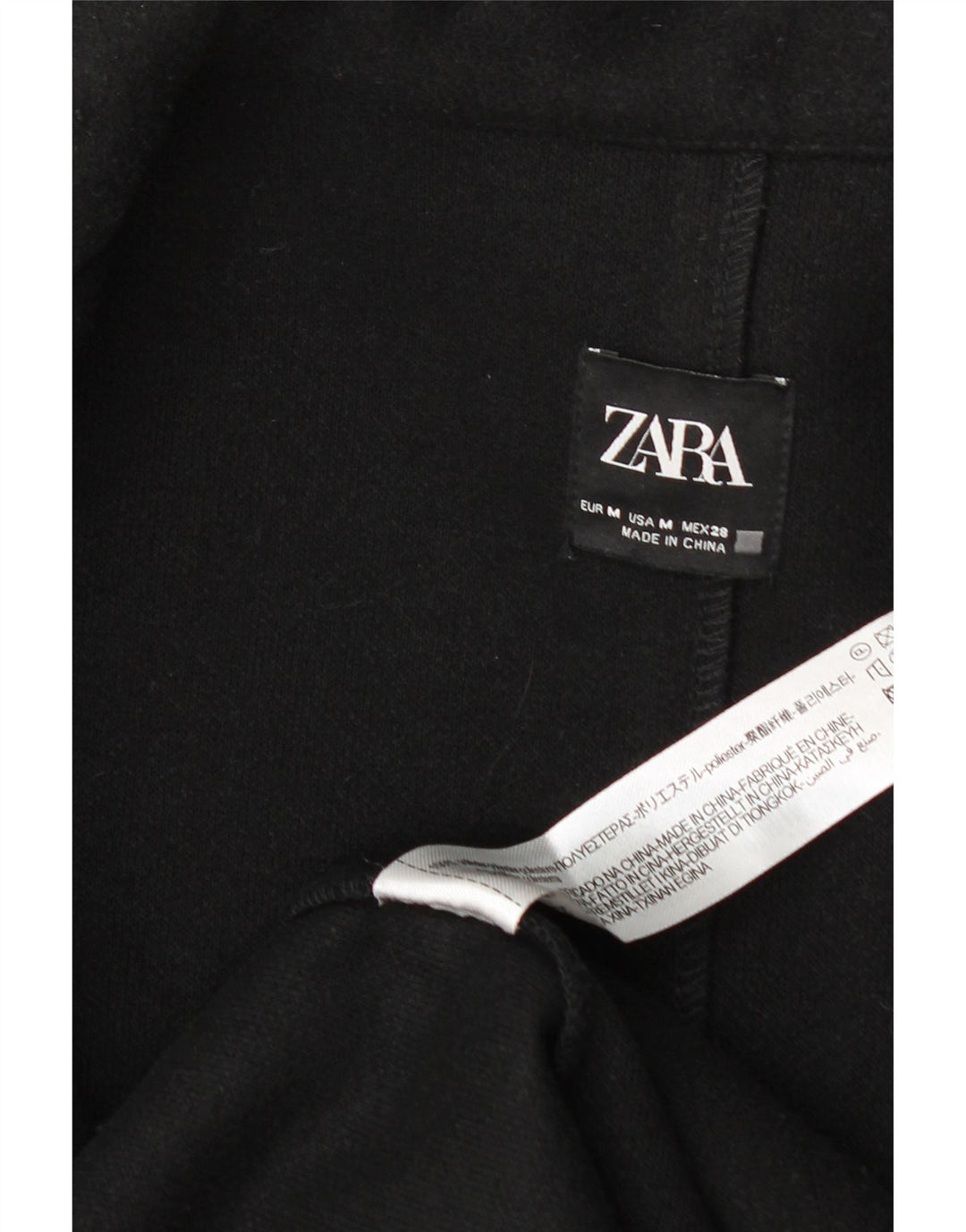 Sobretudo aberto feminino Zara UK 14 poliéster preto médio