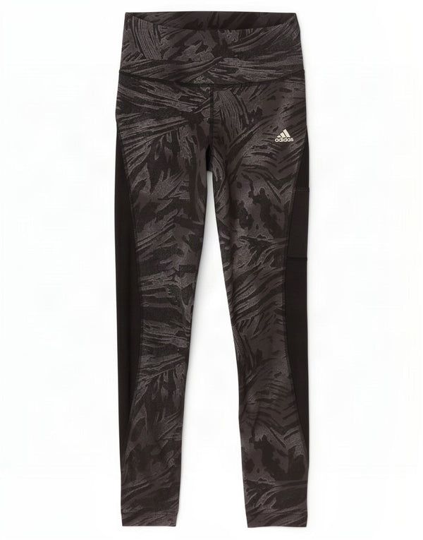 Leggings Adidas Aeroready Femininas UK 8/10 Pequenas Estampas Pretas Animal