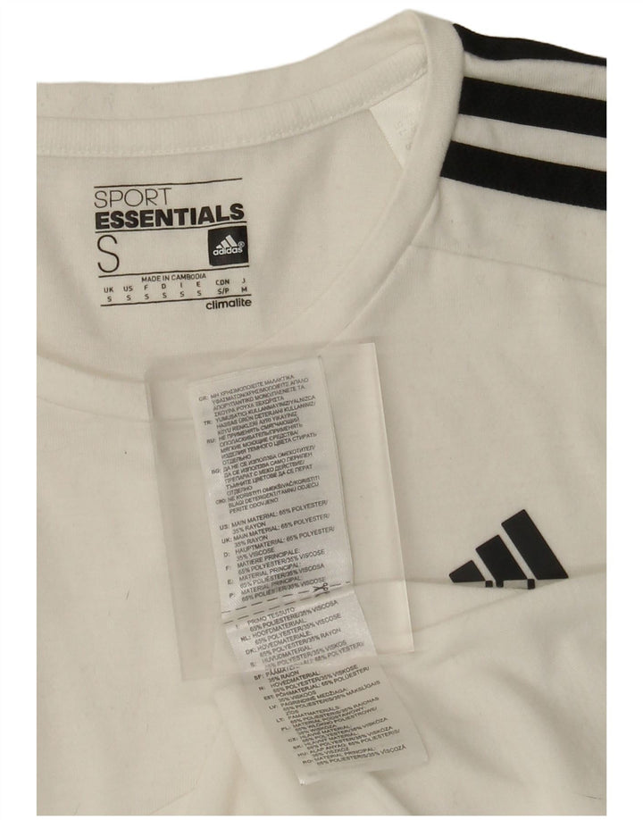 Adidas Womens Climalite T-Shirt Top UK 10 Pequeno Poliéster Branco