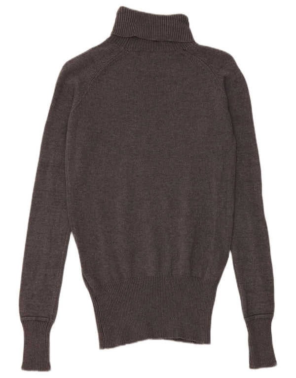 Suéter feminino Zara com gola redonda e algodão cinza médio UK 12