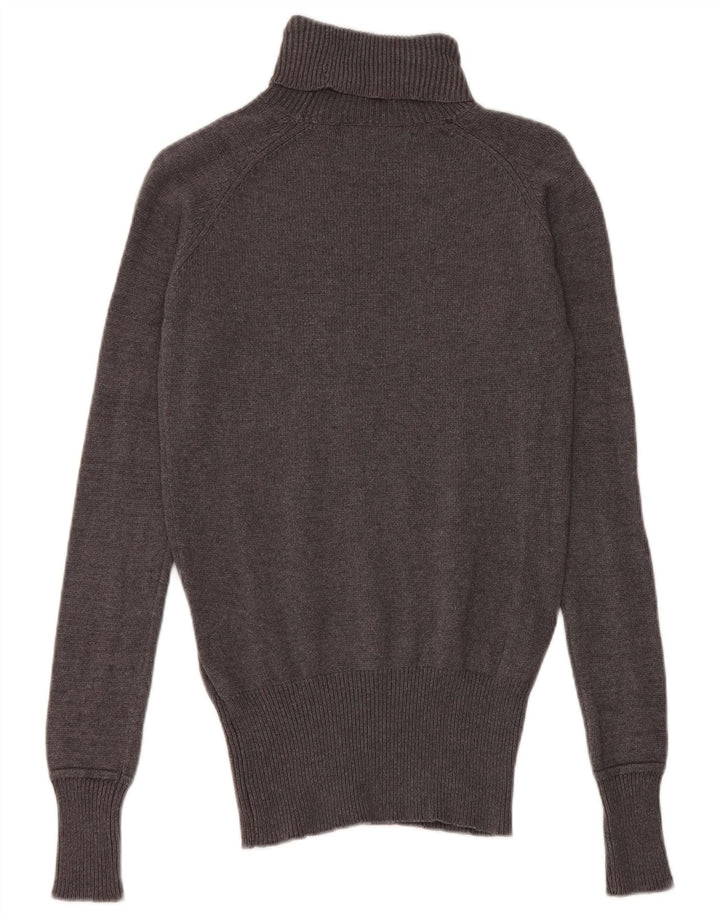Suéter feminino Zara com gola redonda e algodão cinza médio UK 12