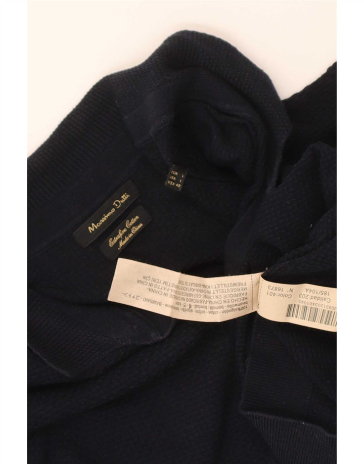 Camisa polo masculina Massimo Dutti grande algodão azul marinho