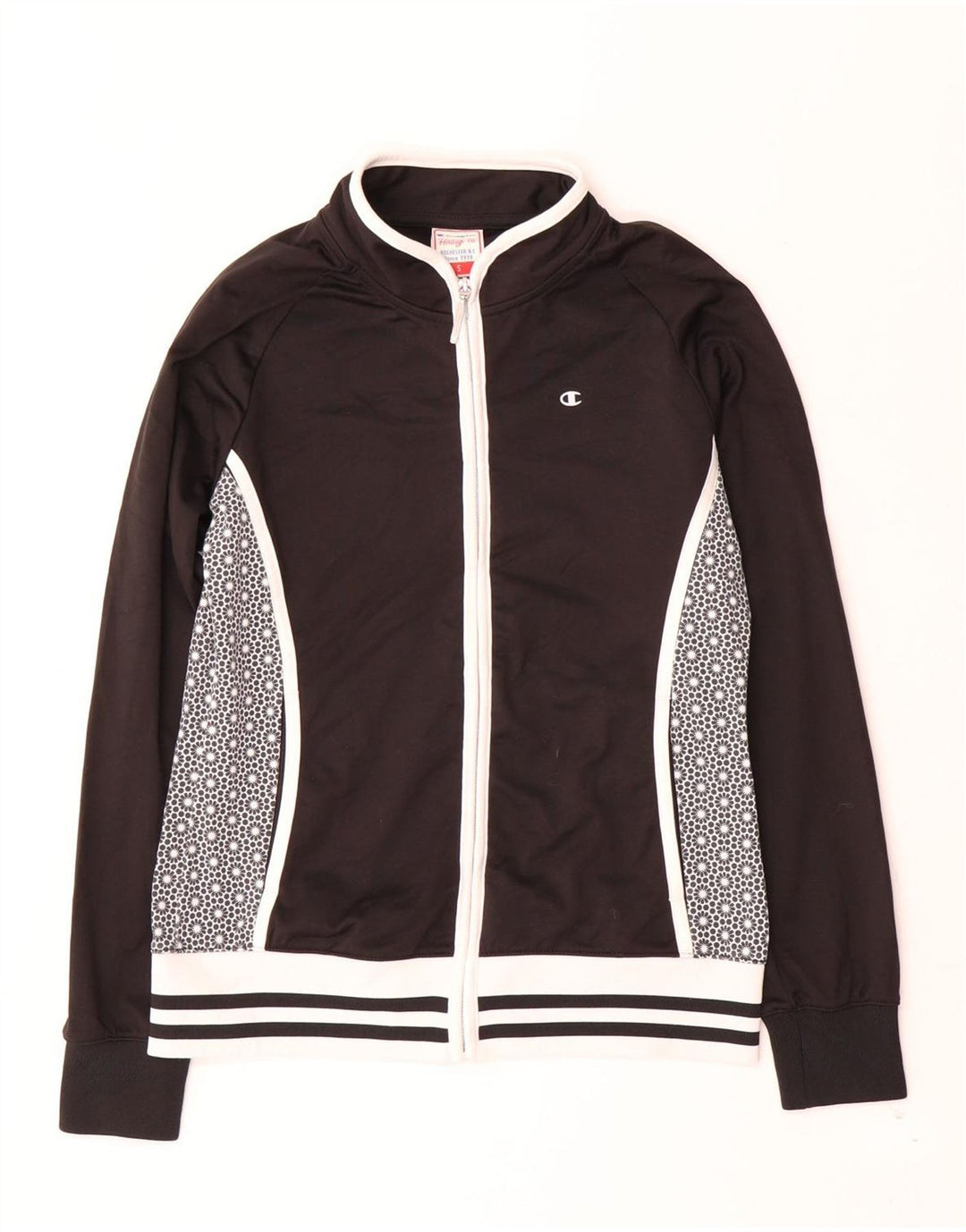 Jaqueta feminina Champion Heritage Fit Tracksuit UK 10 pequena preta