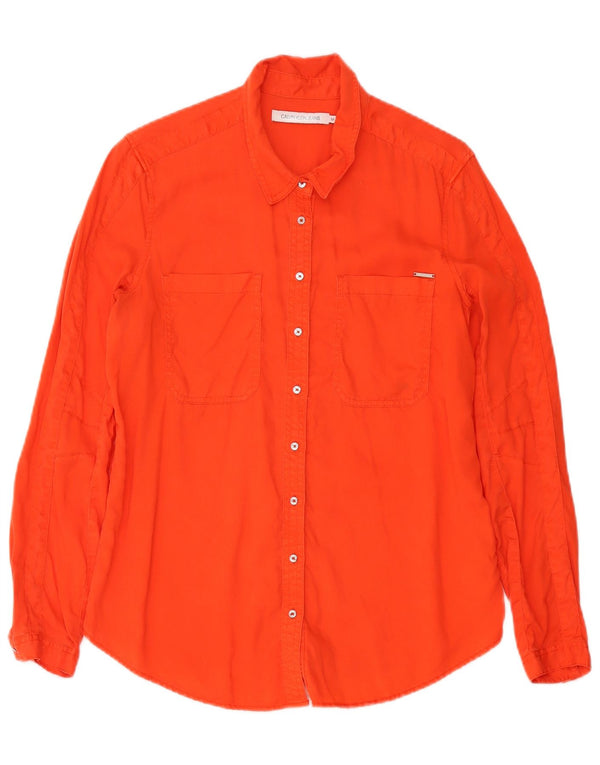 Camisa Calvin Klein Jeans Feminina UK 14 Médio Laranja Lyocell