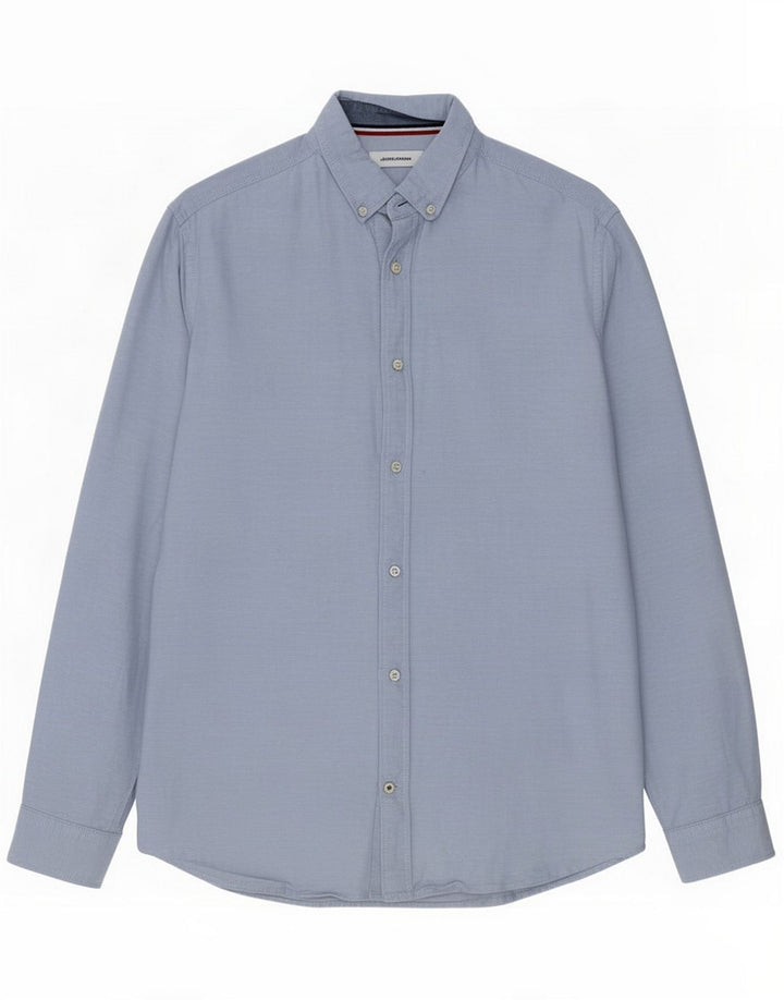 Camisa masculina Jack & Jones algodão manchado azul médio