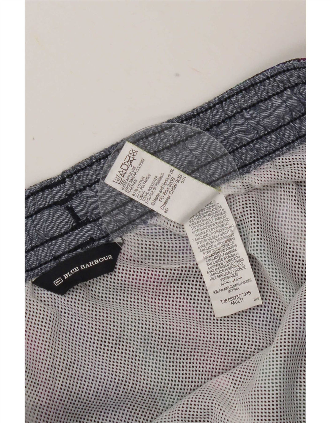 Shorts de natação masculino Marks & Spencer grande algodão guingão multicolorido