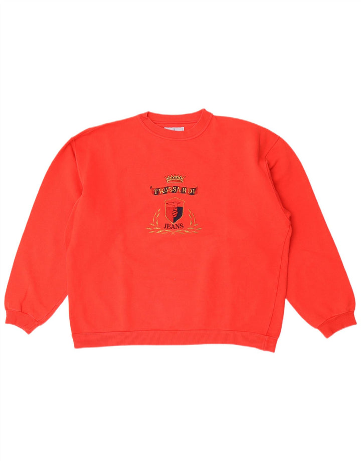 Trussardi Jeans moletom gráfico masculino jumper médio algodão vermelho