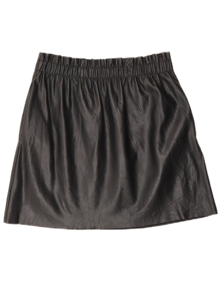 Zara Minissaia feminina de couro sintético médio W28 poliéster preto