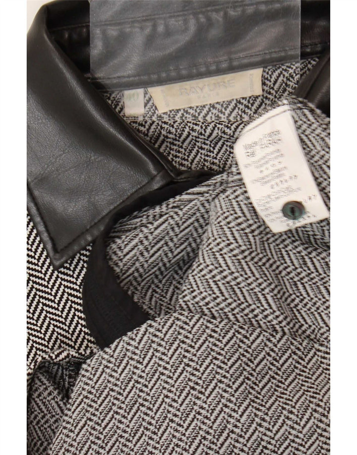 Blusa feminina vintage EU 40 médio preto espinha de peixe poliamida