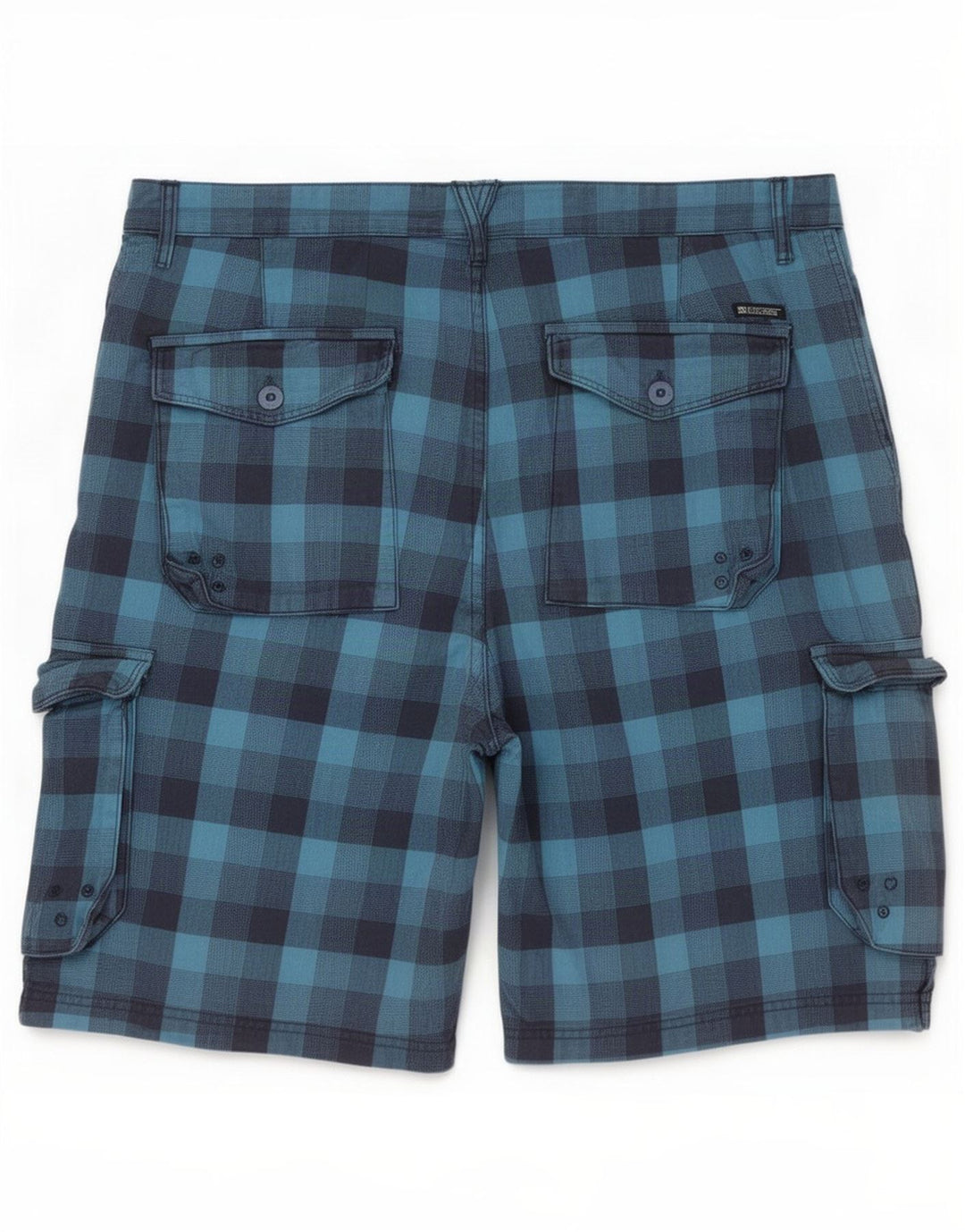 Shorts cargo masculino DC W38 XL algodão xadrez azul