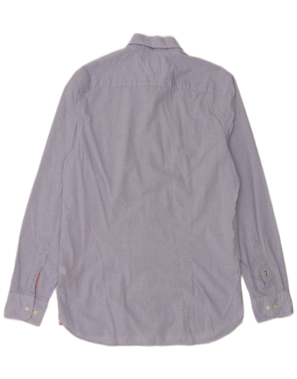 Camisa masculina Tommy Hilfiger Slim Fit de algodão listrado azul médio