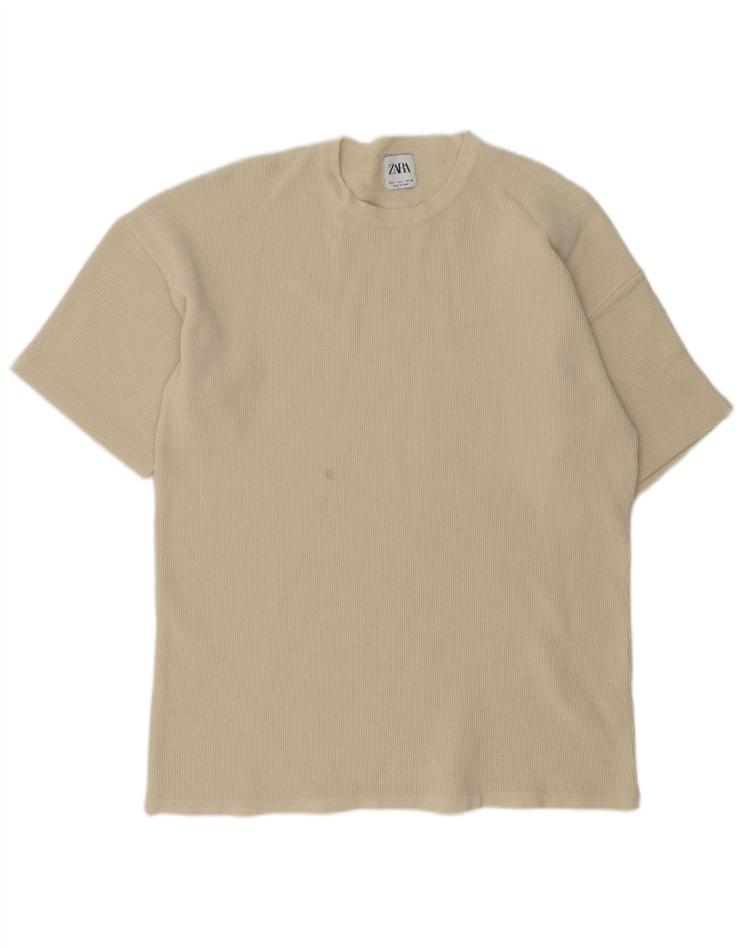 Camiseta masculina Zara Top grande algodão bege