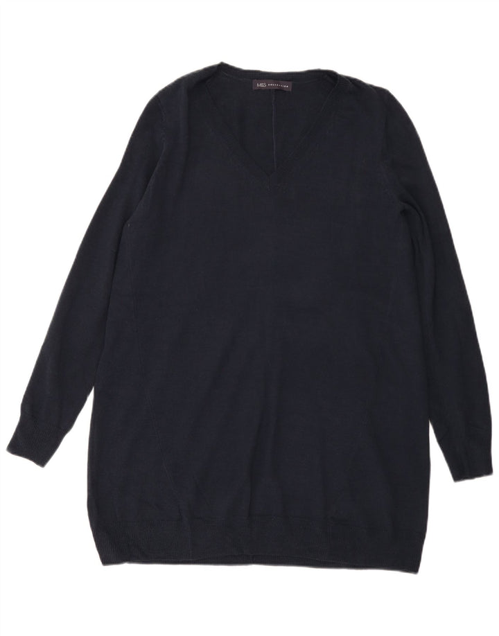 MARKS & SPENCER Suéter feminino com decote em V Reino Unido 10 pequeno azul marinho