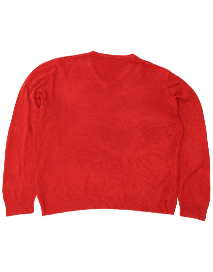 Suéter masculino MARKS & SPENCER Blue Harbor com decote em V XL vermelho acrílico