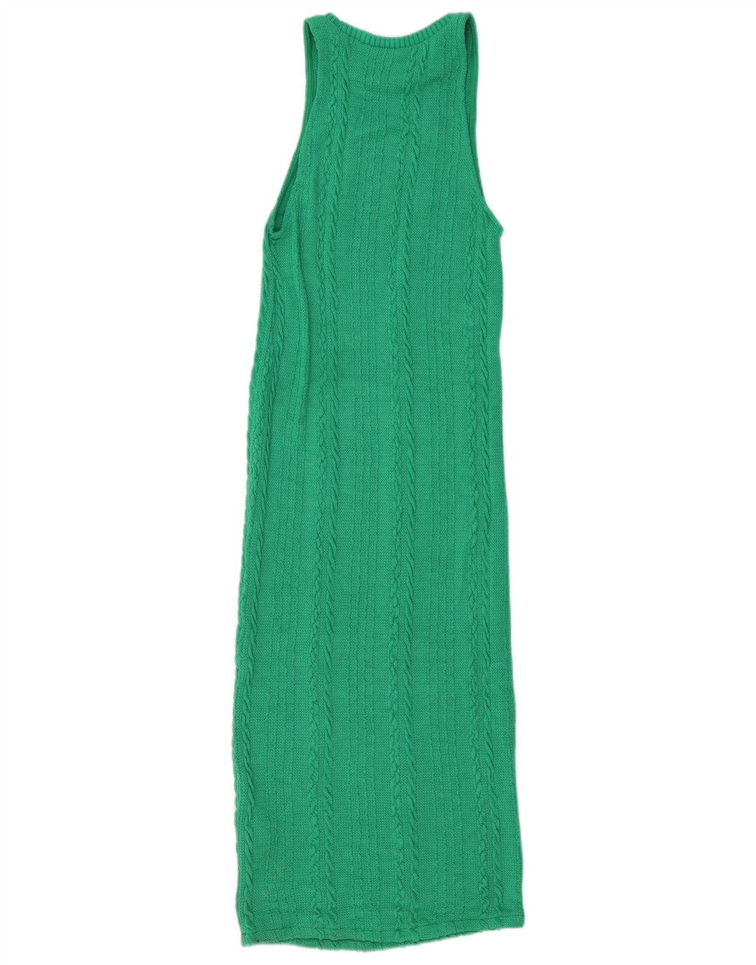 Vestido bodycon feminino maxi sem mangas Zara Reino Unido 12 poliéster verde médio