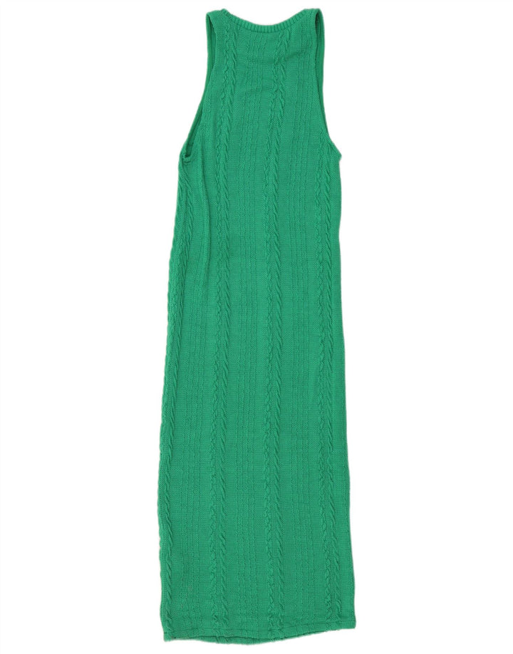 Vestido bodycon feminino maxi sem mangas Zara Reino Unido 12 poliéster verde médio