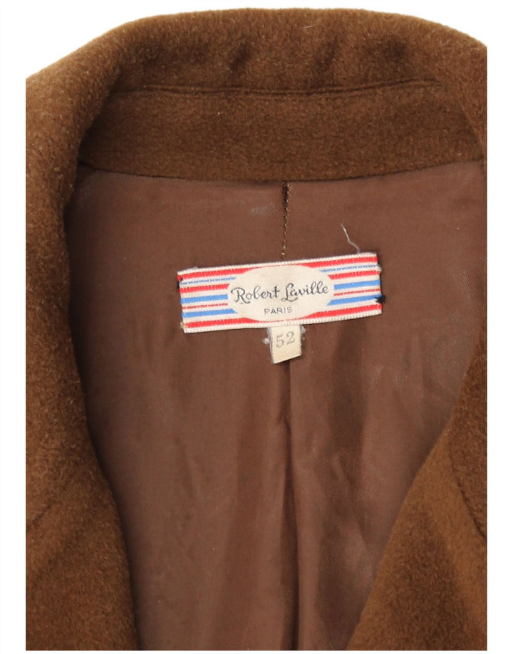 Sobretudo feminino vintage EU 42 4XL lã virgem marrom