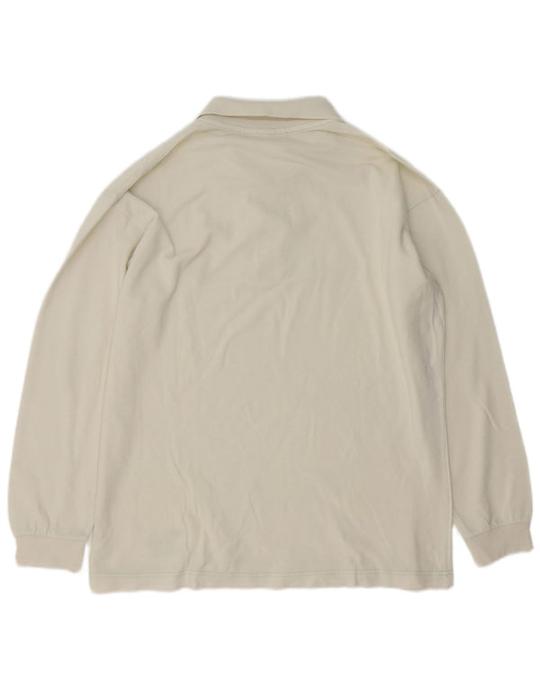 Camisa polo masculina Trussardi de manga comprida grande algodão branco
